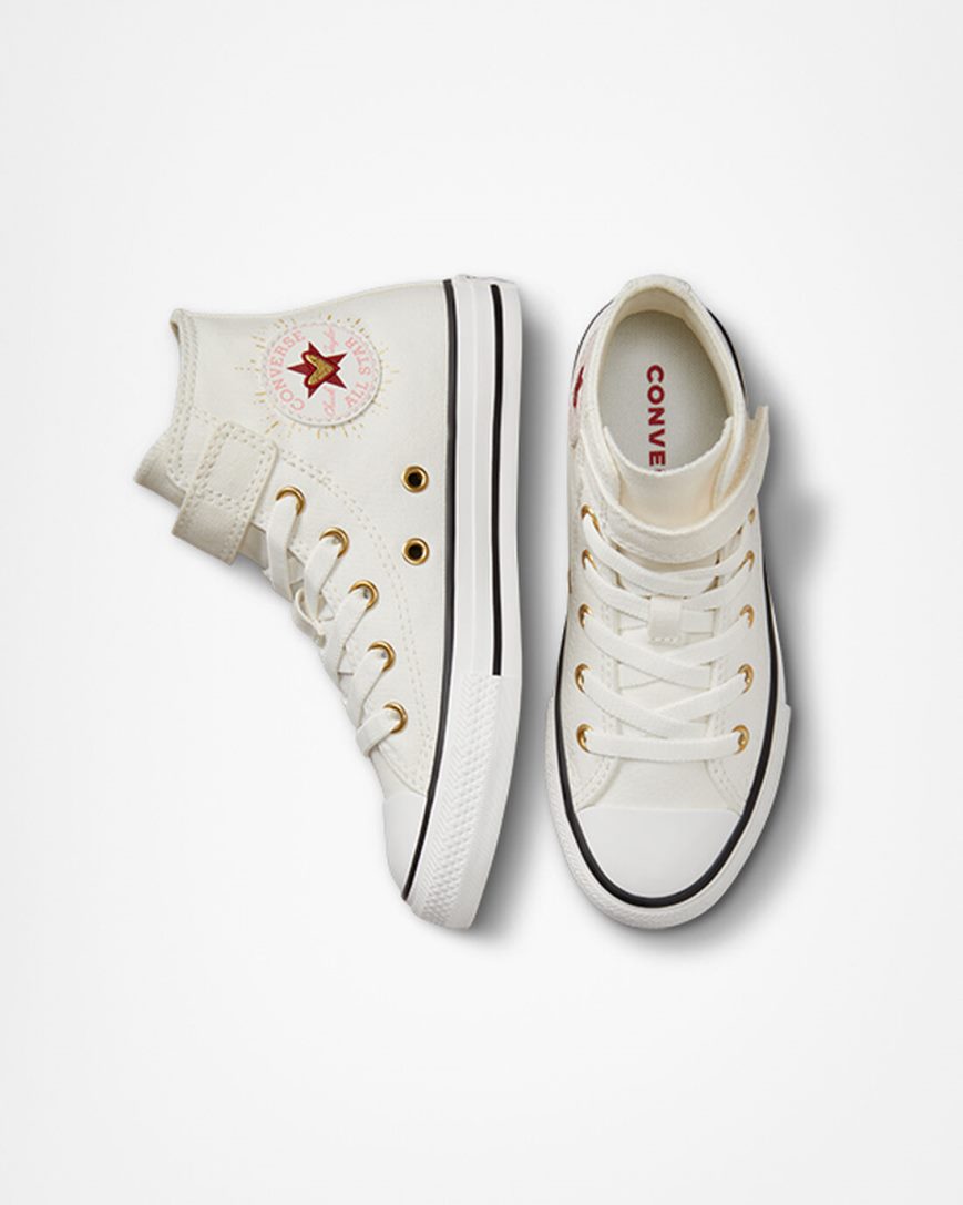 Dívčí Boty Vysoké Converse Chuck Taylor All Star Easy-On Hearts Bílé Tmavě Červené | CZ WURG13